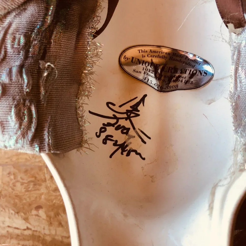 Vintage Unique Creations SF Porcelain Woman Bust Wall Mask Feather Victorian